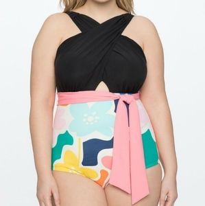 NWOT Eloquii criss-cross color blocked swi…